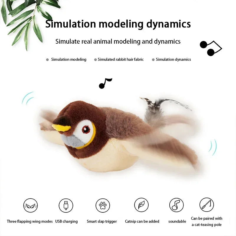 Flying Sparrow Cat Toy | Chirping Catnip Bird
