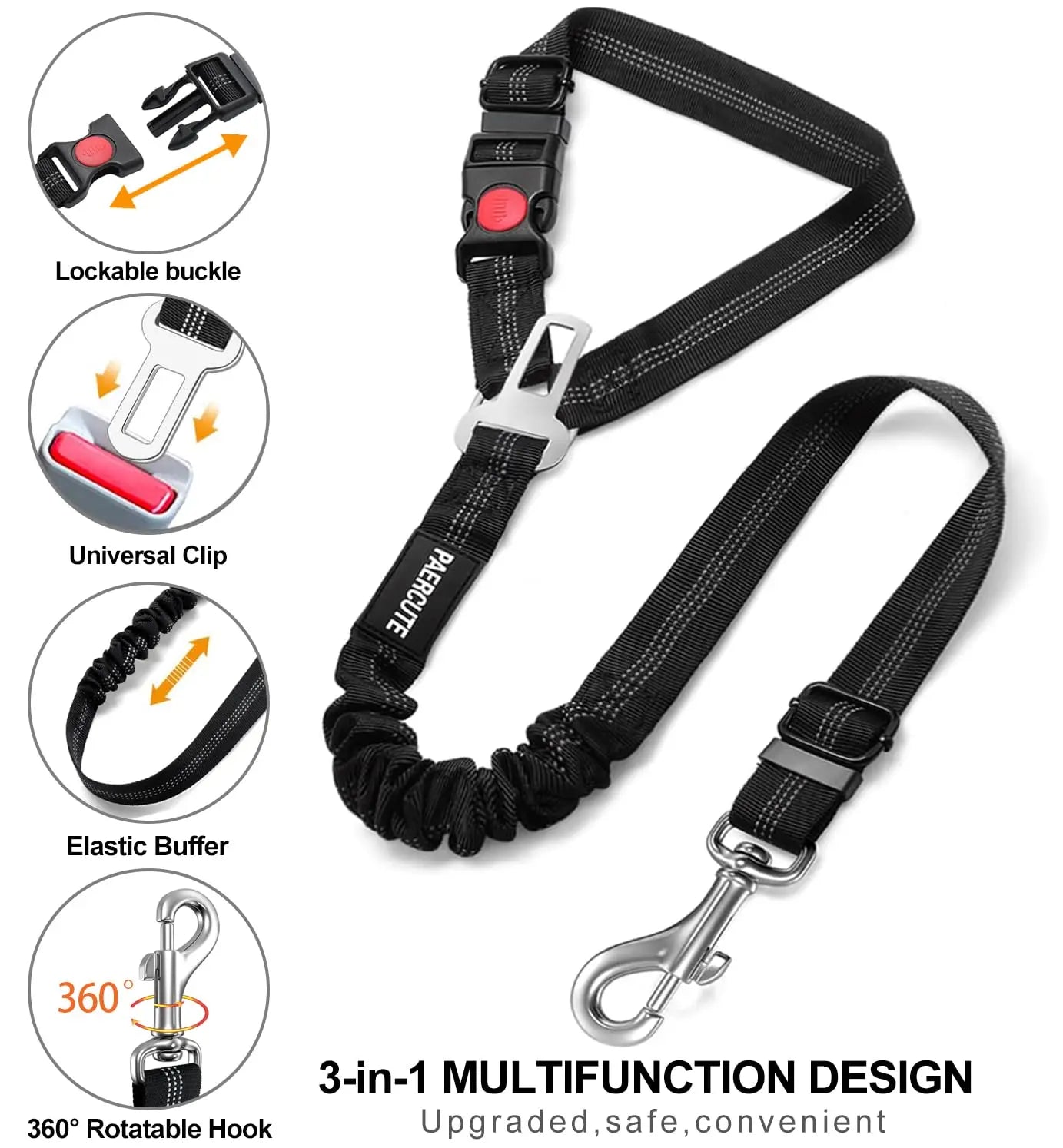 2 in 1 Solid Dog Harness & Car Seat Belt | Heavy Duty & Adjustable